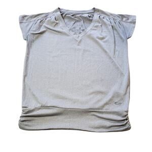 Champion Shirt Womens XS V Neck Gray Cinched Waist Top 100% Polyester